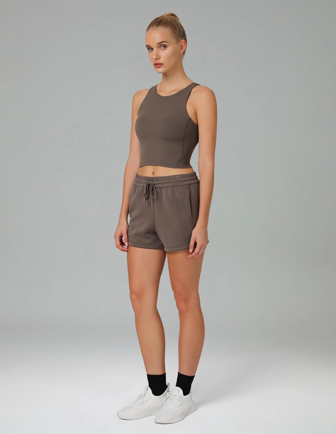 image:imageColorfulkoala Dreamlux Womens Padded Sports Bra High Neck UBack Yoga Running Workout Athletic Tank Top with Removable CupsMajor Brown