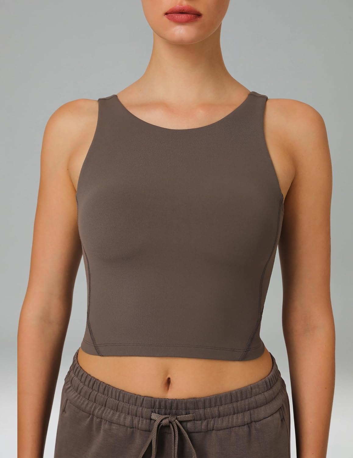 image:imageColorfulkoala Dreamlux Womens Padded Sports Bra High Neck UBack Yoga Running Workout Athletic Tank Top with Removable CupsMajor Brown