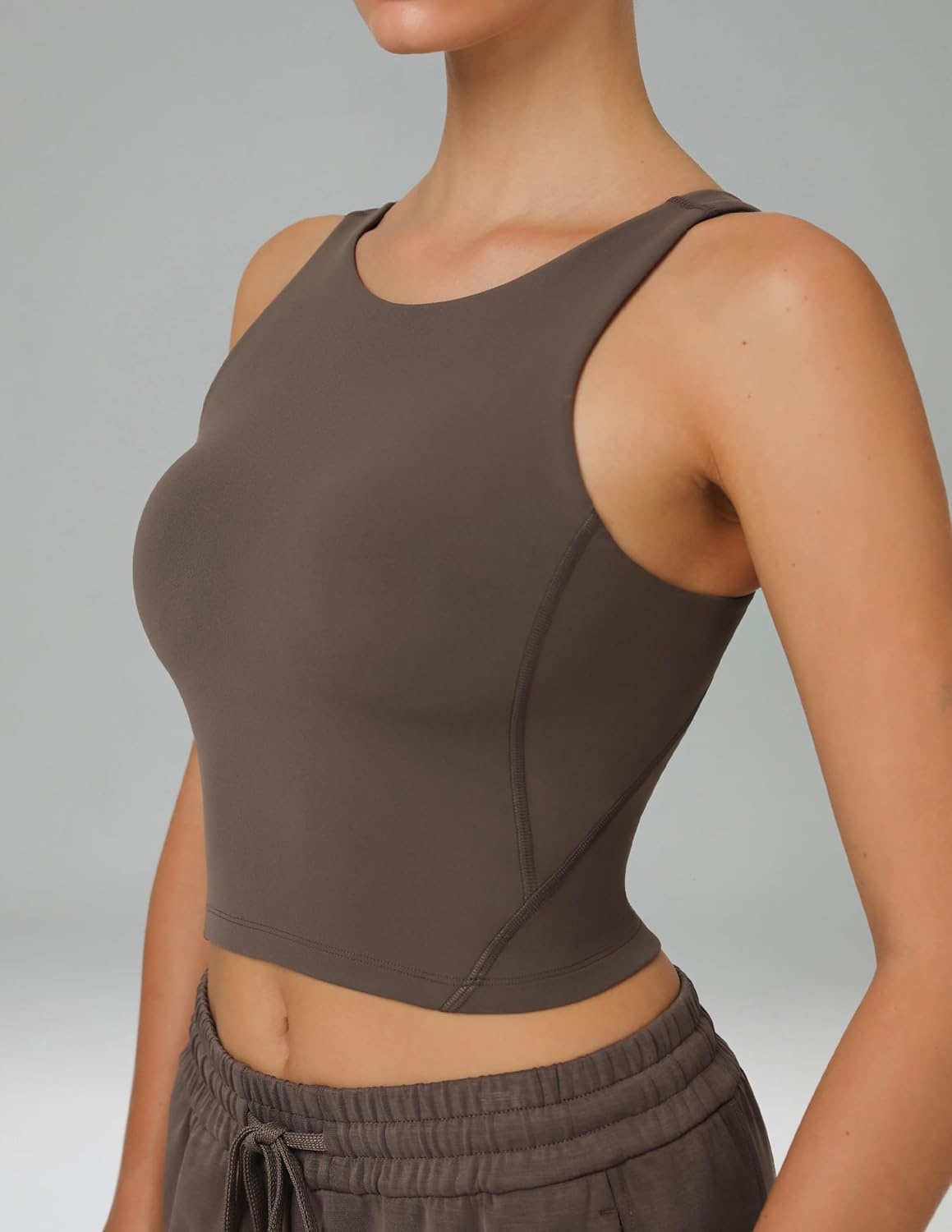 image:imageColorfulkoala Dreamlux Womens Padded Sports Bra High Neck UBack Yoga Running Workout Athletic Tank Top with Removable CupsMajor Brown