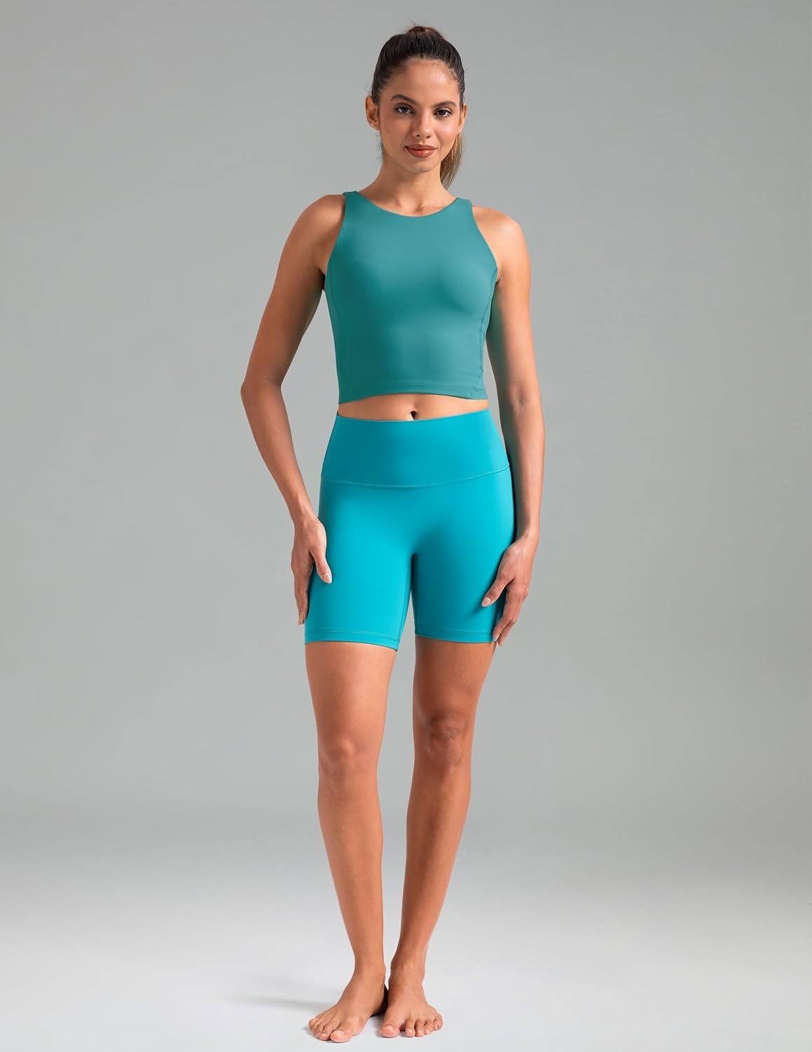 image:imageColorfulkoala Dreamlux Womens Padded Sports Bra High Neck UBack Yoga Running Workout Athletic Tank Top with Removable CupsNavigate