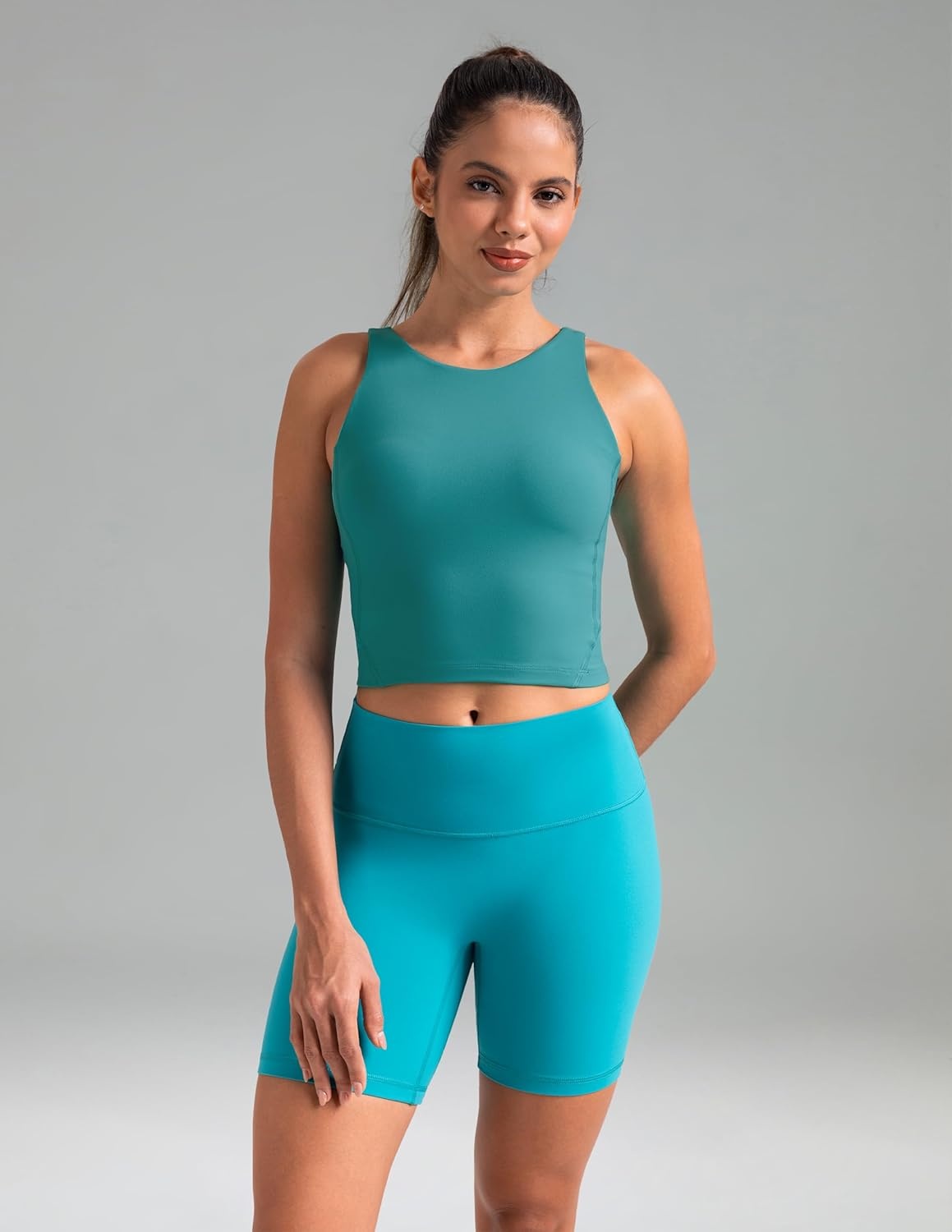 image:imageColorfulkoala Dreamlux Womens Padded Sports Bra High Neck UBack Yoga Running Workout Athletic Tank Top with Removable CupsNavigate