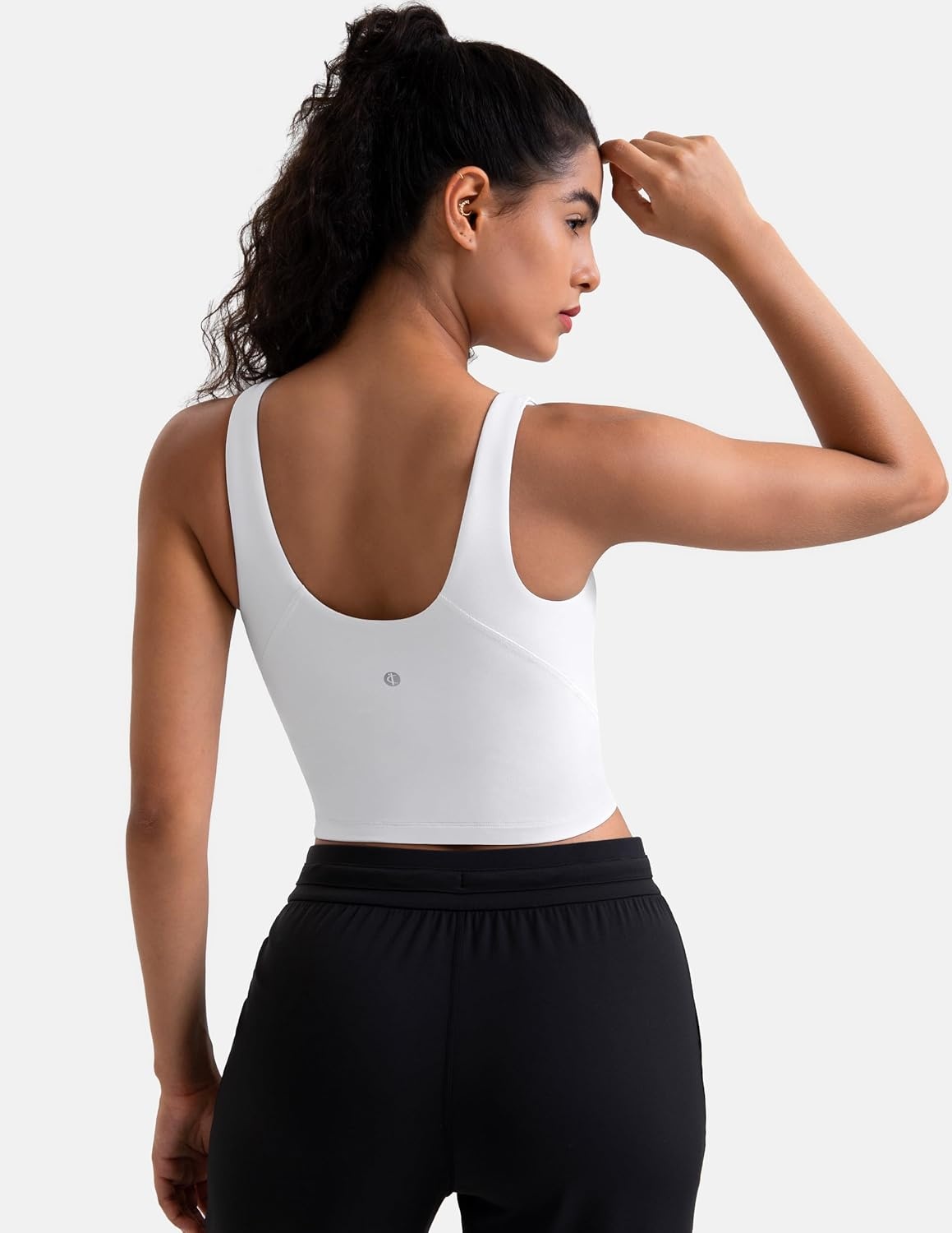 image:imageColorfulkoala Dreamlux Womens Padded Sports Bra High Neck UBack Yoga Running Workout Athletic Tank Top with Removable CupsWhite