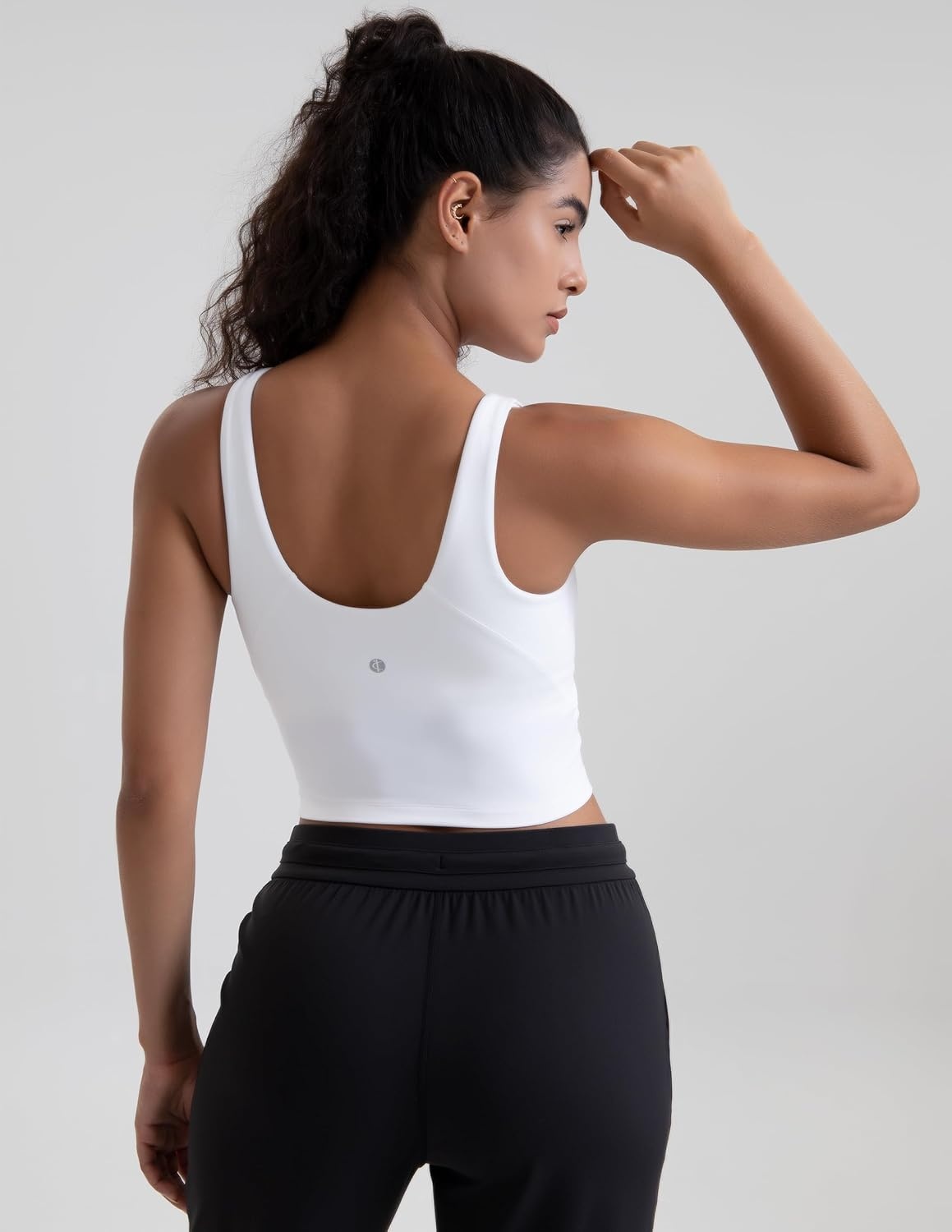 image:imageColorfulkoala Dreamlux Womens Padded Sports Bra High Neck UBack Yoga Running Workout Athletic Tank Top with Removable CupsWhite