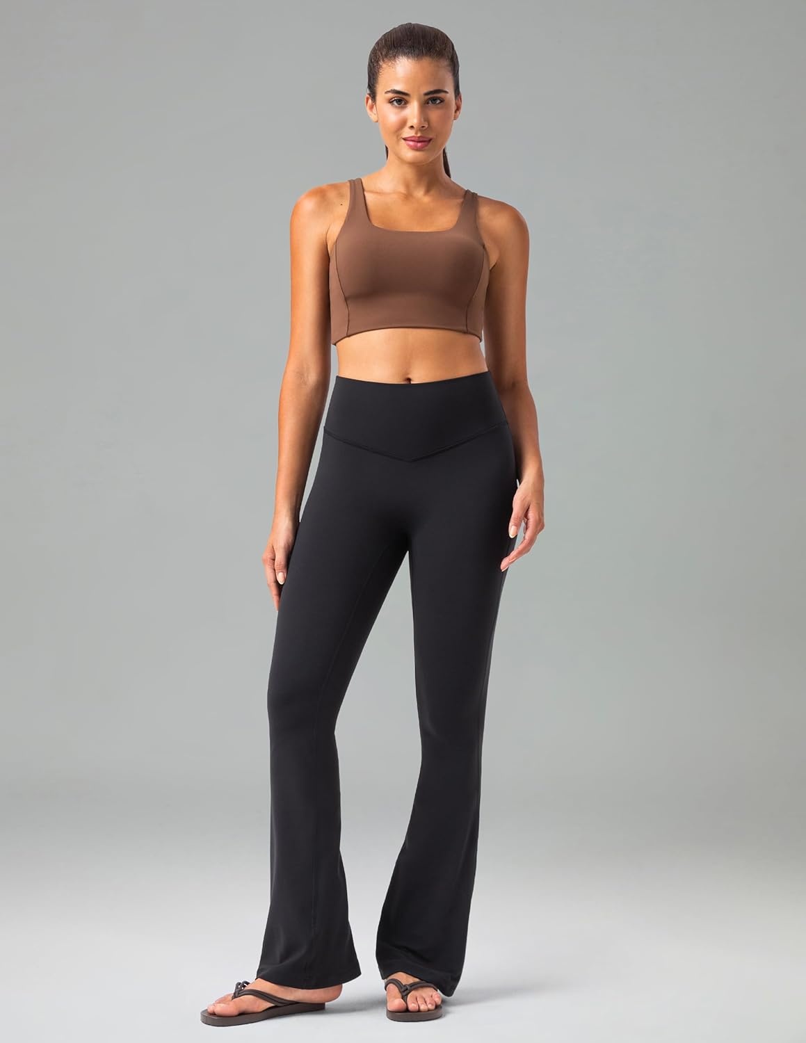image:imageColorfulkoala No Front Seam Flare Leggings Dreamlux HighWaisted Workout Yoga Pants for Women 275 295 315 InseamBlack