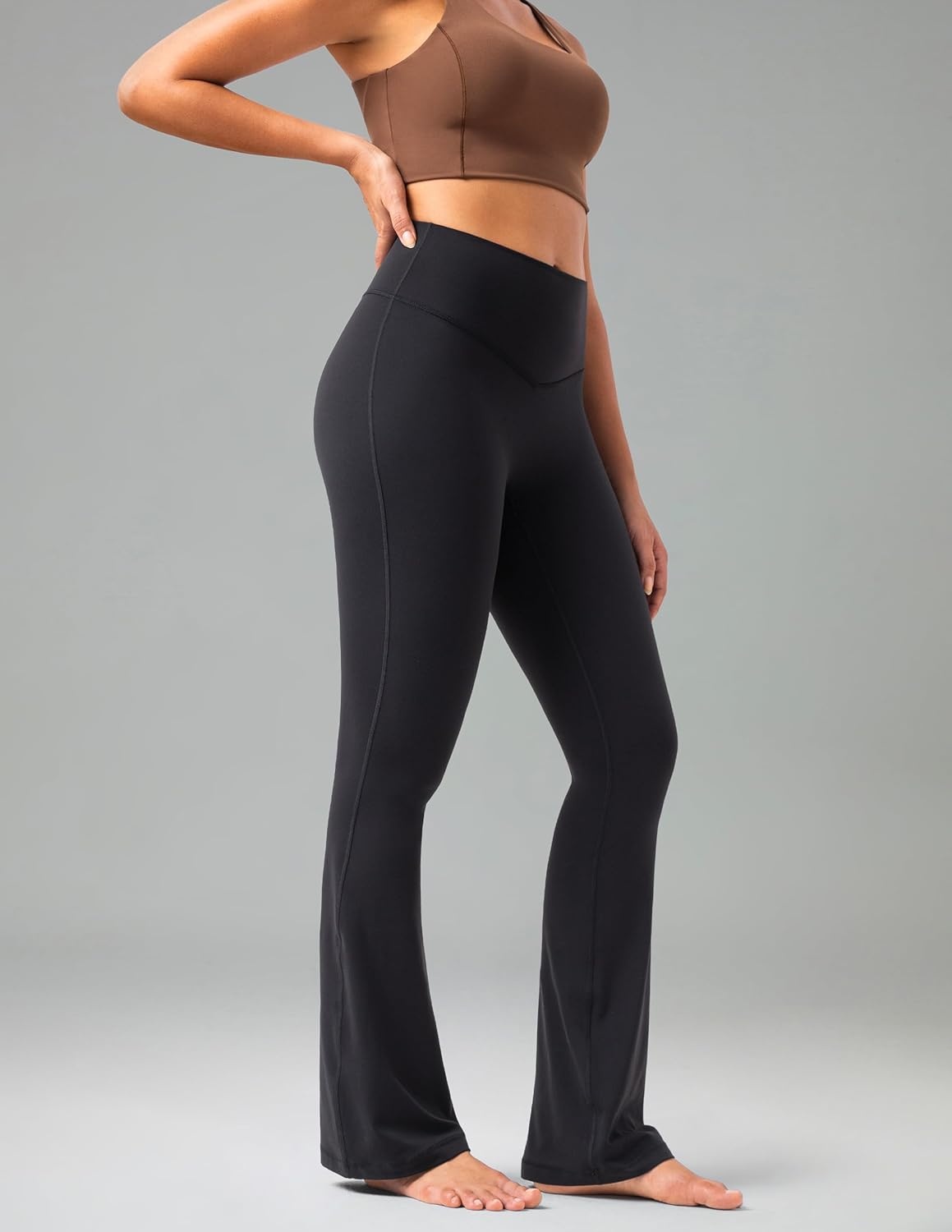 image:imageColorfulkoala No Front Seam Flare Leggings Dreamlux HighWaisted Workout Yoga Pants for Women 275 295 315 InseamBlack