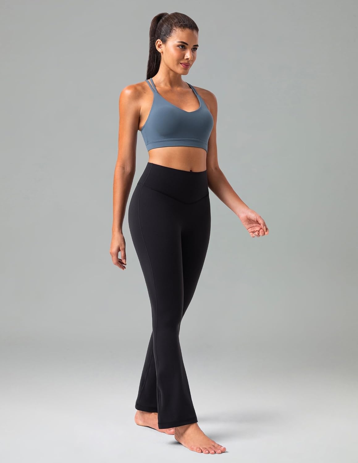 image:imageColorfulkoala No Front Seam Flare Leggings Dreamlux HighWaisted Workout Yoga Pants for Women 275 295 315 InseamBlack