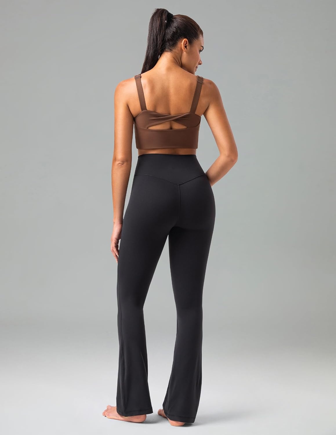 image:imageColorfulkoala No Front Seam Flare Leggings Dreamlux HighWaisted Workout Yoga Pants for Women 275 295 315 InseamBlack