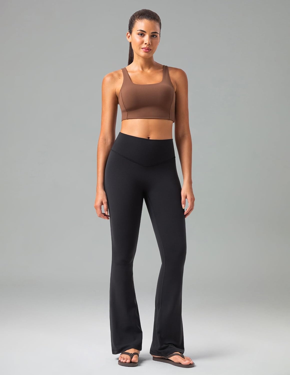 image:imageColorfulkoala No Front Seam Flare Leggings Dreamlux HighWaisted Workout Yoga Pants for Women 275 295 315 InseamBlack