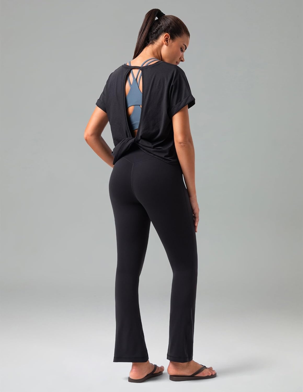 image:imageColorfulkoala No Front Seam Flare Leggings Dreamlux HighWaisted Workout Yoga Pants for Women 275 295 315 InseamBlack