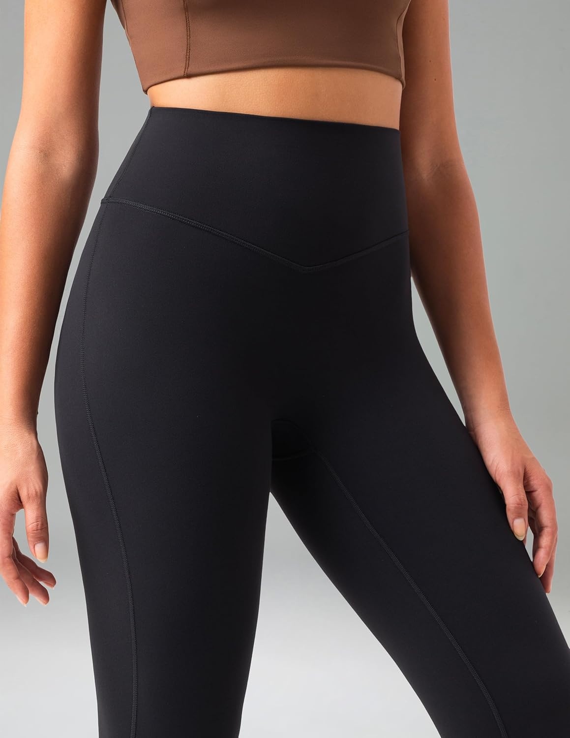 image:imageColorfulkoala No Front Seam Flare Leggings Dreamlux HighWaisted Workout Yoga Pants for Women 275 295 315 InseamBlack