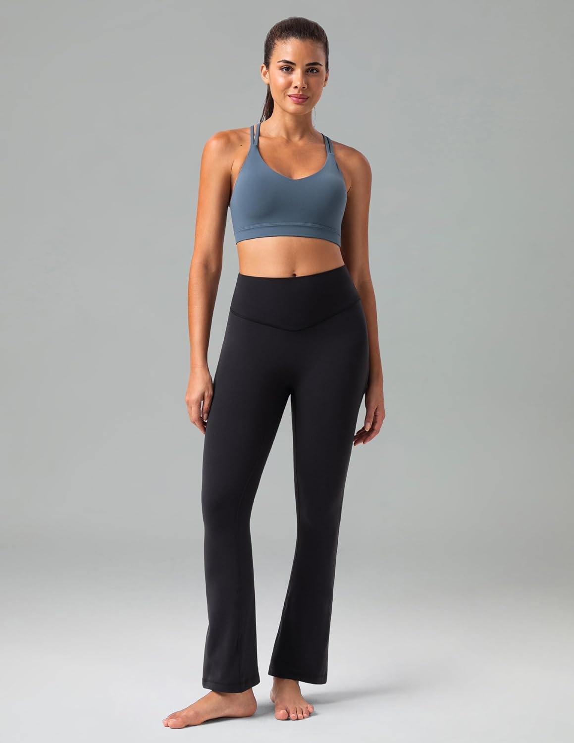 image:imageColorfulkoala No Front Seam Flare Leggings Dreamlux HighWaisted Workout Yoga Pants for Women 275 295 315 InseamBlack