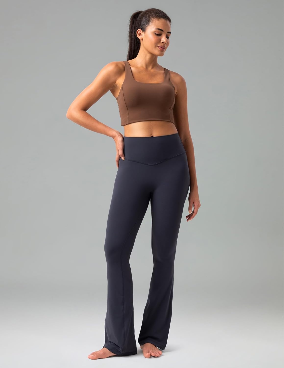 image:imageColorfulkoala No Front Seam Flare Leggings Dreamlux HighWaisted Workout Yoga Pants for Women 275 295 315 InseamBlue Ink