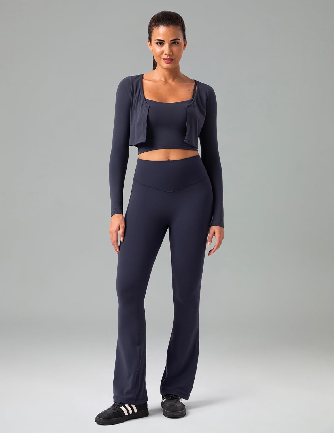 image:imageColorfulkoala No Front Seam Flare Leggings Dreamlux HighWaisted Workout Yoga Pants for Women 275 295 315 InseamBlue Ink