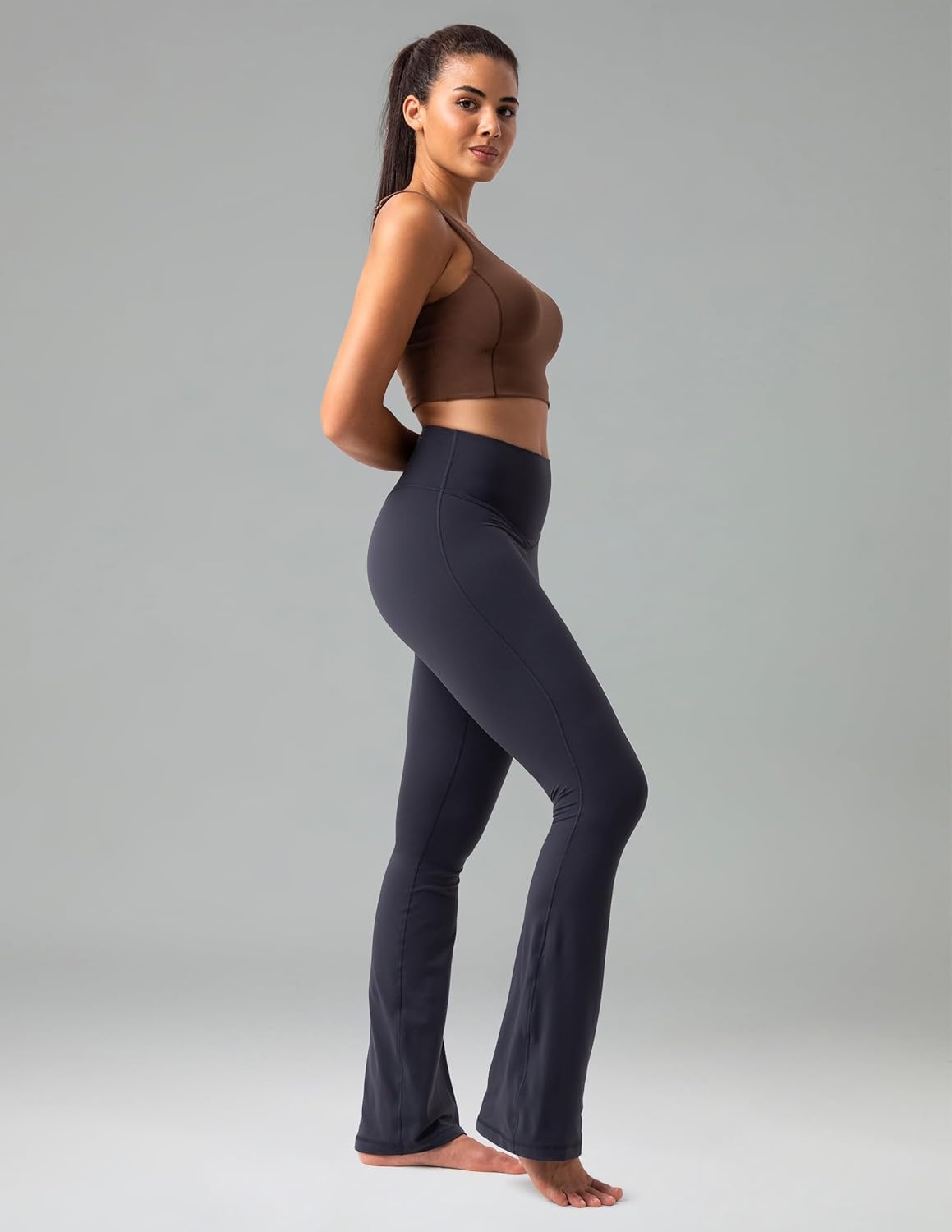 image:imageColorfulkoala No Front Seam Flare Leggings Dreamlux HighWaisted Workout Yoga Pants for Women 275 295 315 InseamBlue Ink