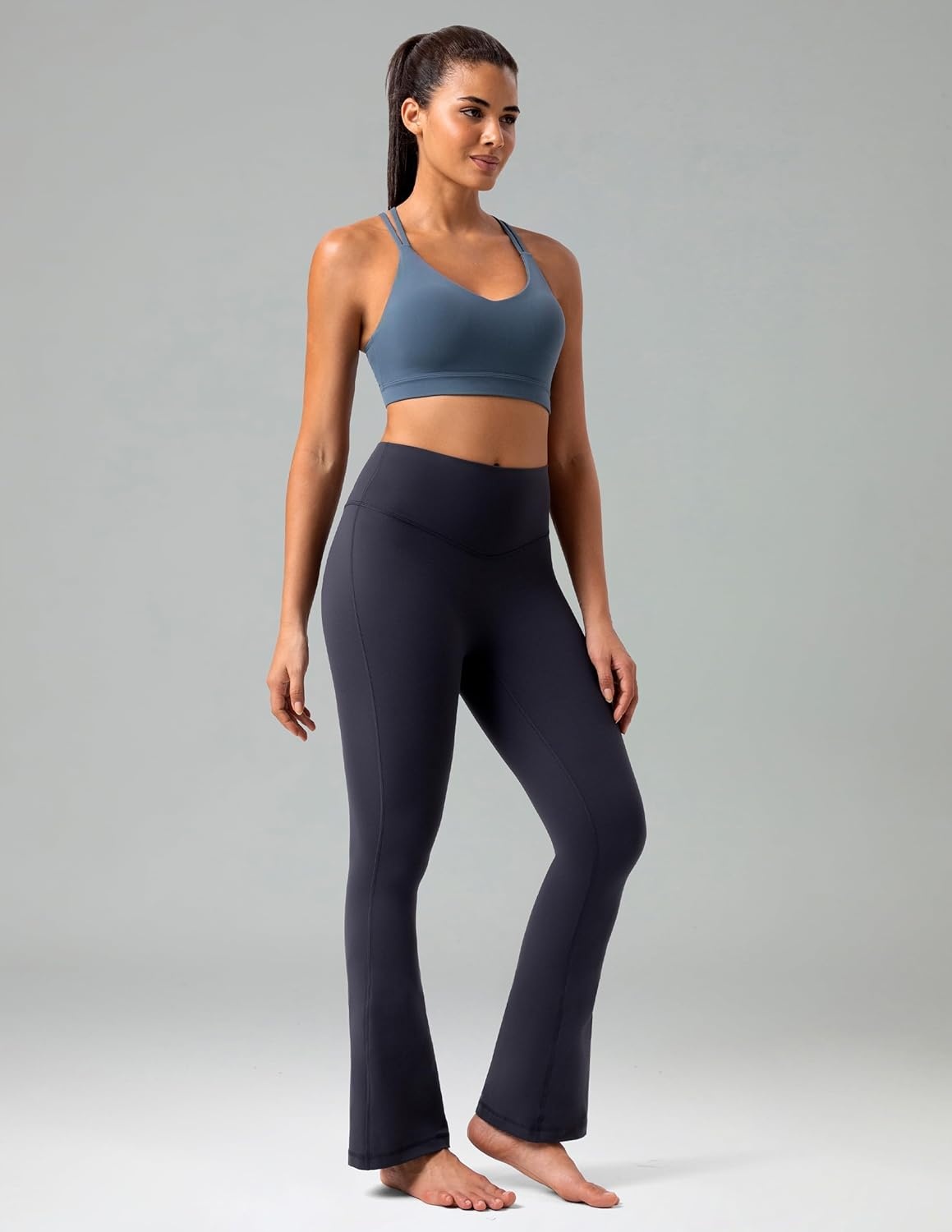 image:imageColorfulkoala No Front Seam Flare Leggings Dreamlux HighWaisted Workout Yoga Pants for Women 275 295 315 InseamBlue Ink