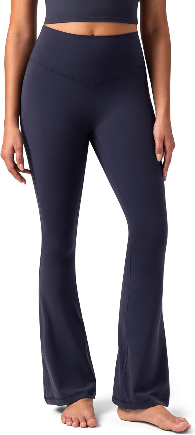 image:imageColorfulkoala No Front Seam Flare Leggings Dreamlux HighWaisted Workout Yoga Pants for Women 275 295 315 InseamBlue Ink