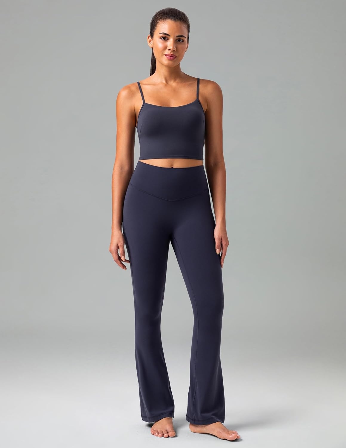 image:imageColorfulkoala No Front Seam Flare Leggings Dreamlux HighWaisted Workout Yoga Pants for Women 275 295 315 InseamBlue Ink