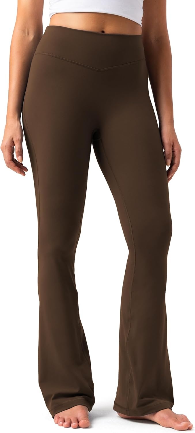 image:imageColorfulkoala No Front Seam Flare Leggings Dreamlux HighWaisted Workout Yoga Pants for Women 275 295 315 InseamCocoa
