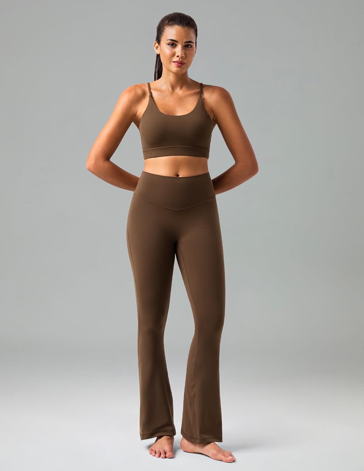 image:imageColorfulkoala No Front Seam Flare Leggings Dreamlux HighWaisted Workout Yoga Pants for Women 275 295 315 InseamCocoa