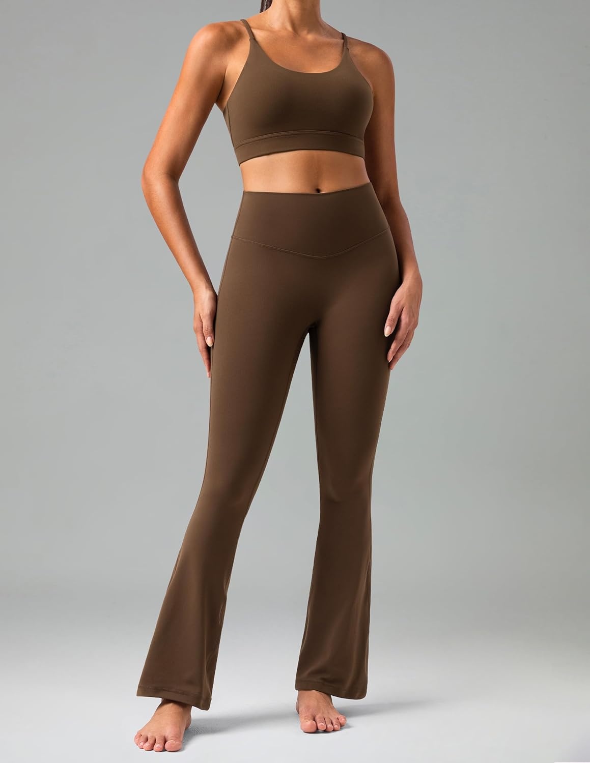 image:imageColorfulkoala No Front Seam Flare Leggings Dreamlux HighWaisted Workout Yoga Pants for Women 275 295 315 InseamCocoa