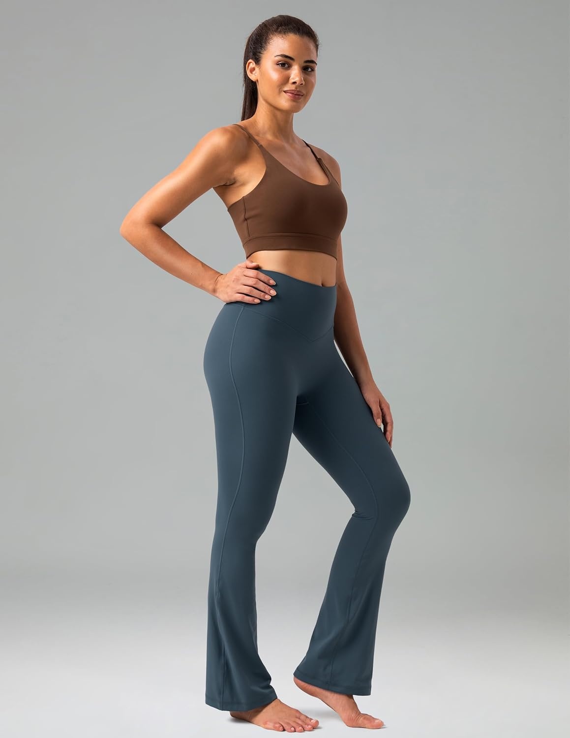 image:imageColorfulkoala No Front Seam Flare Leggings Dreamlux HighWaisted Workout Yoga Pants for Women 275 295 315 InseamDark Jasper