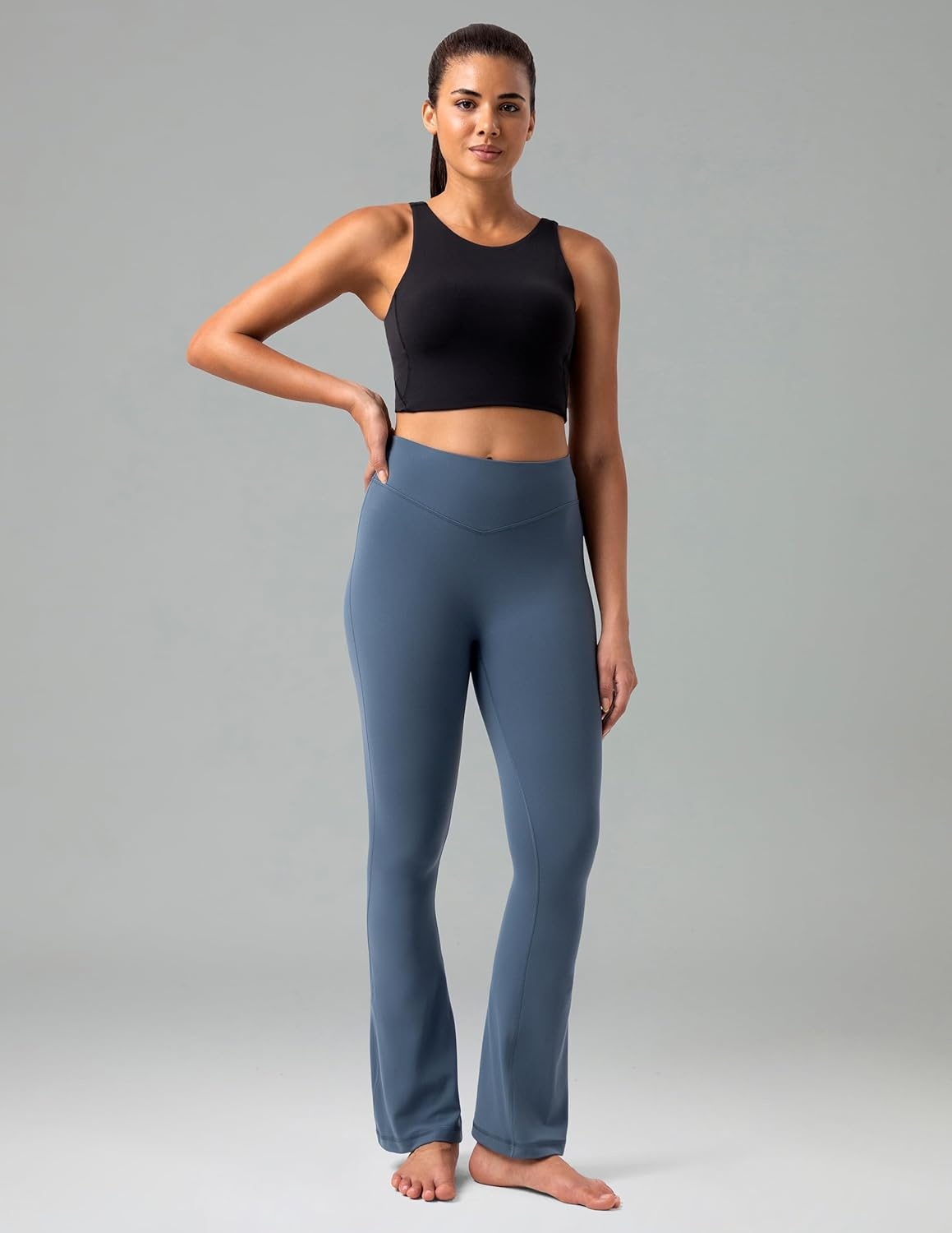 image:imageColorfulkoala No Front Seam Flare Leggings Dreamlux HighWaisted Workout Yoga Pants for Women 275 295 315 InseamDark Jasper