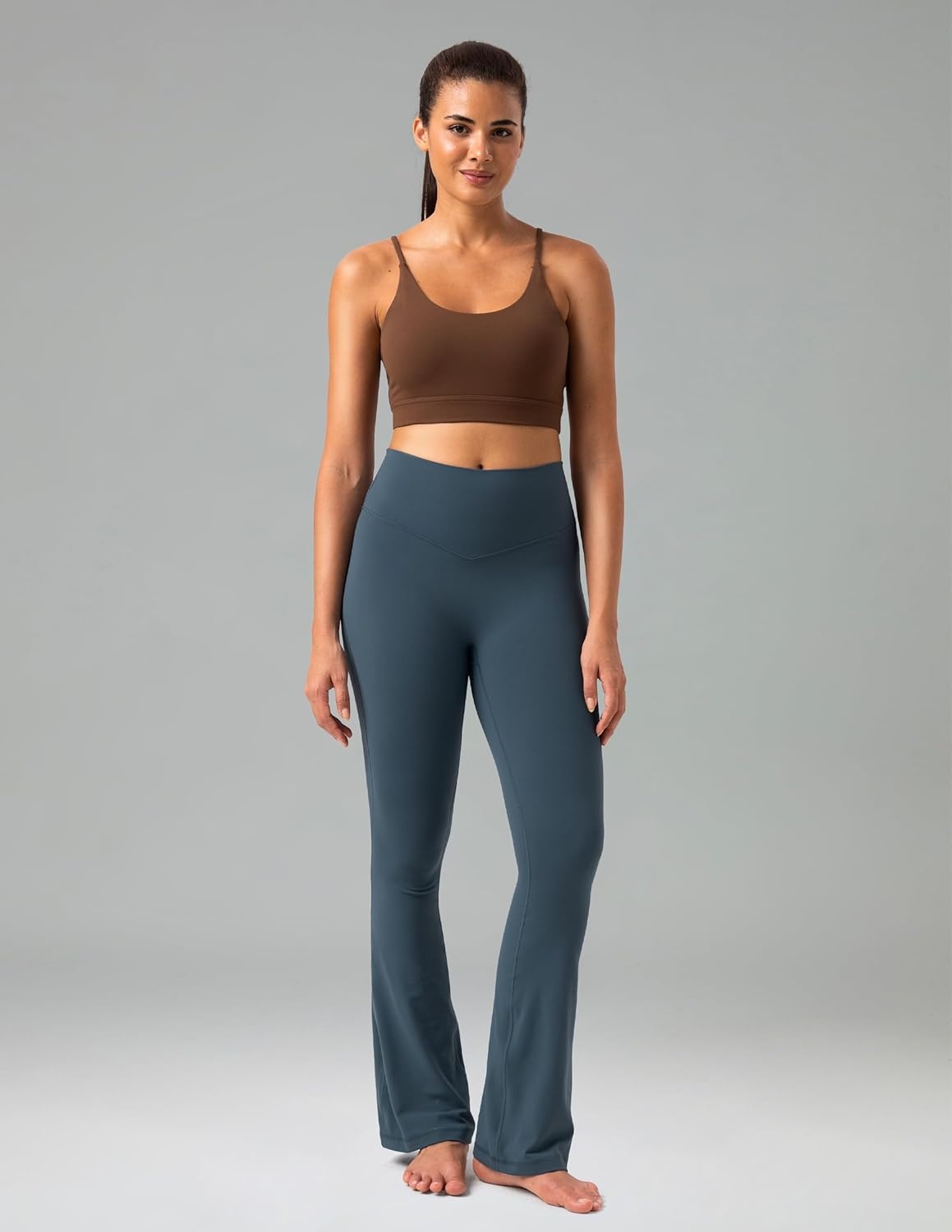 image:imageColorfulkoala No Front Seam Flare Leggings Dreamlux HighWaisted Workout Yoga Pants for Women 275 295 315 InseamDark Jasper