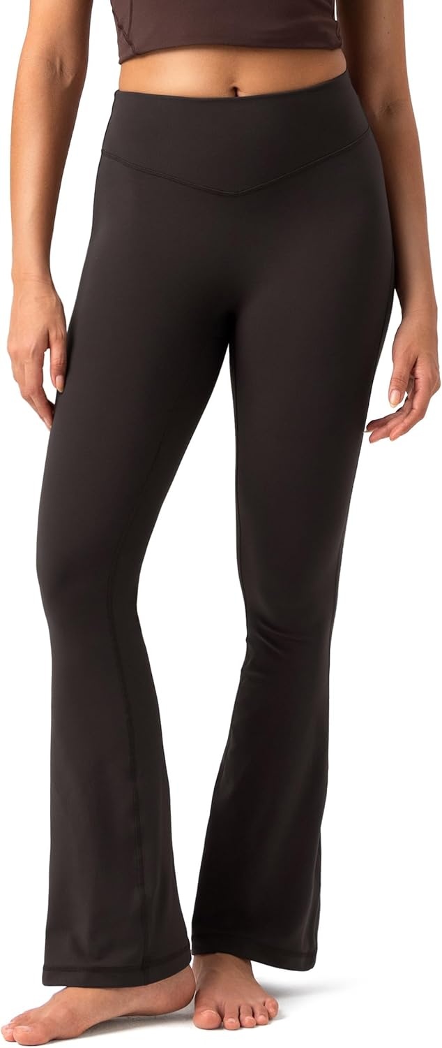 image:imageColorfulkoala No Front Seam Flare Leggings Dreamlux HighWaisted Workout Yoga Pants for Women 275 295 315 InseamEspresso