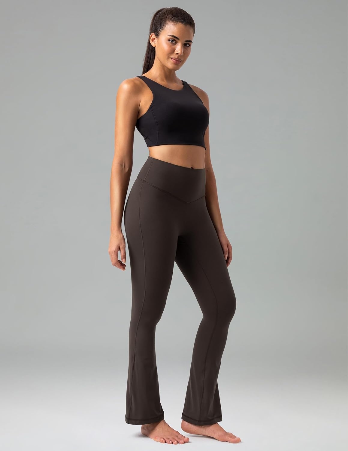 image:imageColorfulkoala No Front Seam Flare Leggings Dreamlux HighWaisted Workout Yoga Pants for Women 275 295 315 InseamEspresso