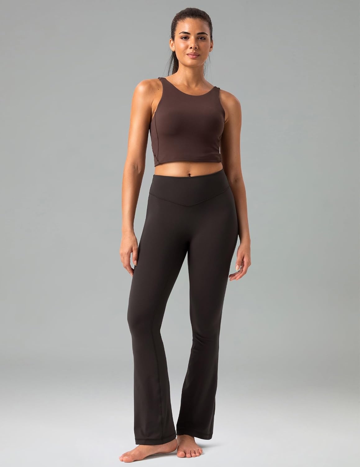 image:imageColorfulkoala No Front Seam Flare Leggings Dreamlux HighWaisted Workout Yoga Pants for Women 275 295 315 InseamEspresso