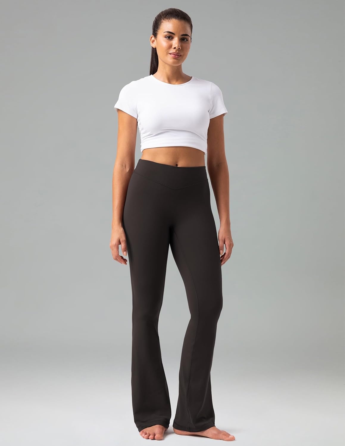 image:imageColorfulkoala No Front Seam Flare Leggings Dreamlux HighWaisted Workout Yoga Pants for Women 275 295 315 InseamEspresso
