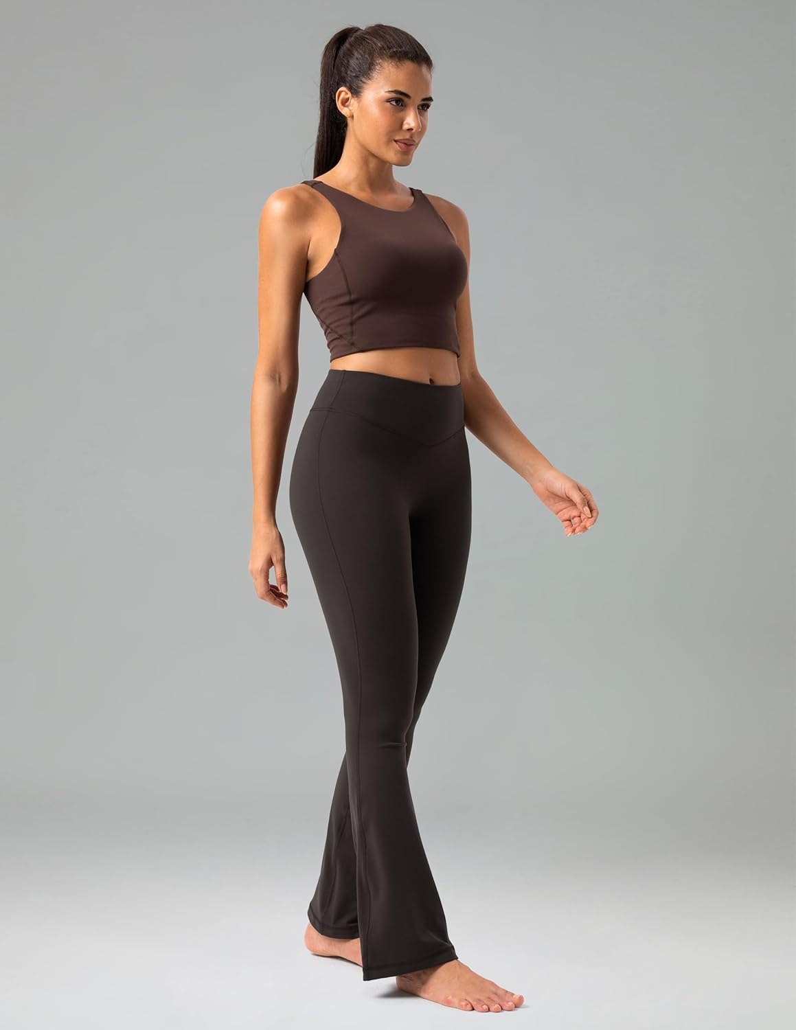 image:imageColorfulkoala No Front Seam Flare Leggings Dreamlux HighWaisted Workout Yoga Pants for Women 275 295 315 InseamEspresso