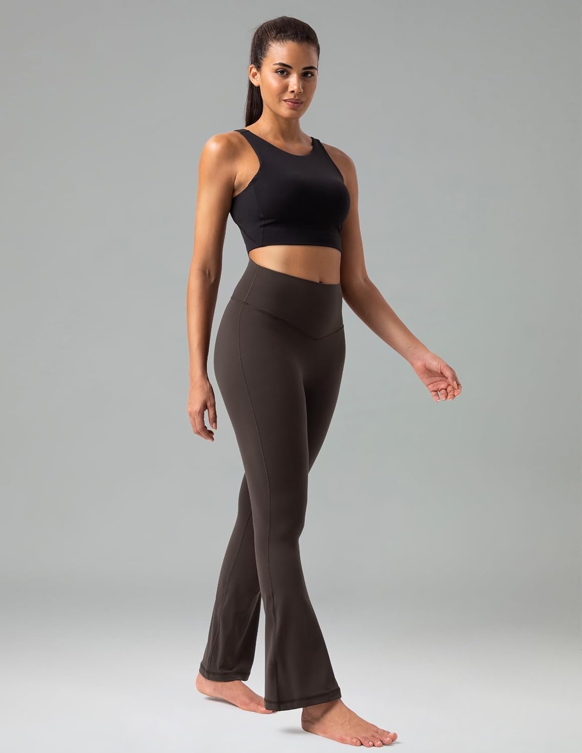 image:imageColorfulkoala No Front Seam Flare Leggings Dreamlux HighWaisted Workout Yoga Pants for Women 275 295 315 InseamEspresso