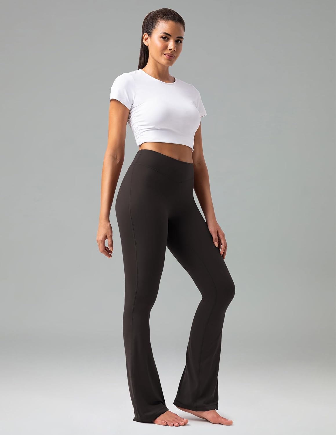 image:imageColorfulkoala No Front Seam Flare Leggings Dreamlux HighWaisted Workout Yoga Pants for Women 275 295 315 InseamEspresso