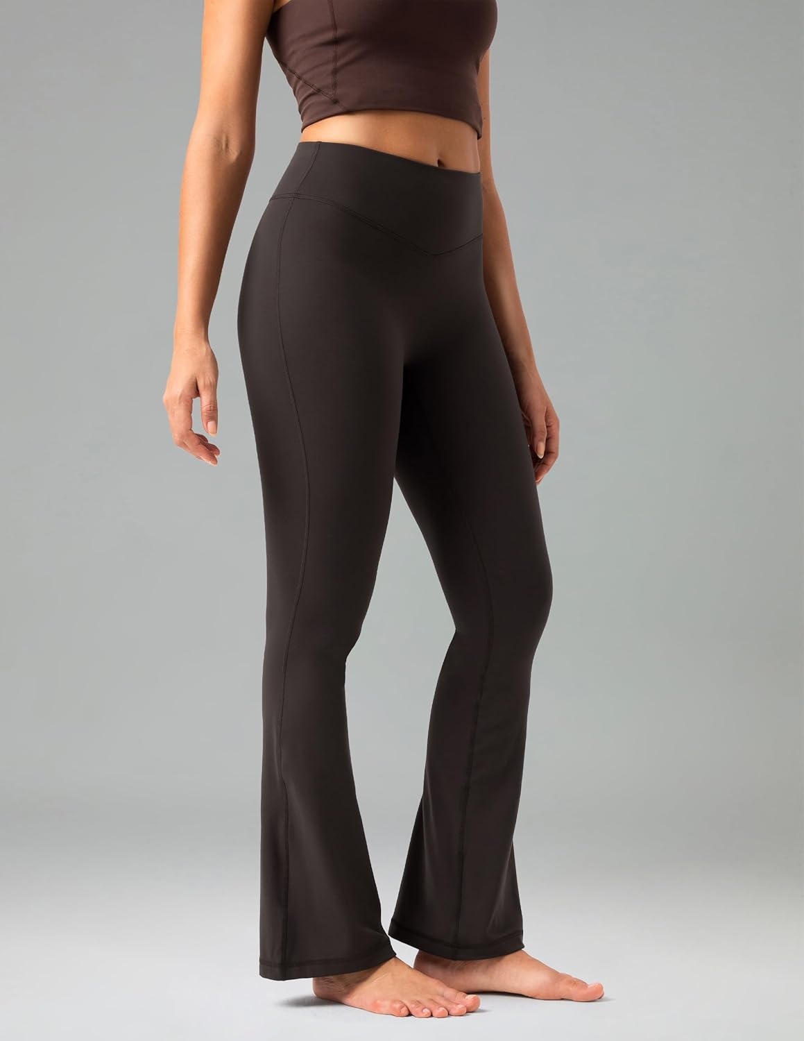 image:imageColorfulkoala No Front Seam Flare Leggings Dreamlux HighWaisted Workout Yoga Pants for Women 275 295 315 InseamEspresso