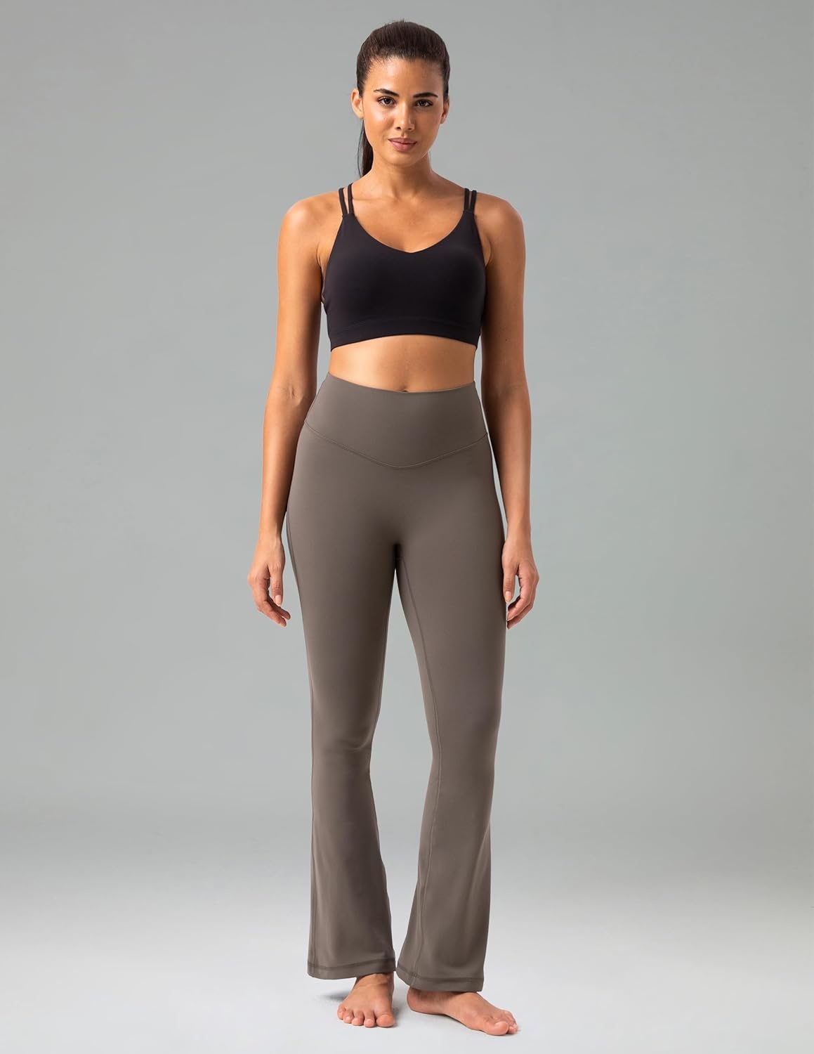 image:imageColorfulkoala No Front Seam Flare Leggings Dreamlux HighWaisted Workout Yoga Pants for Women 275 295 315 InseamMajor Brown