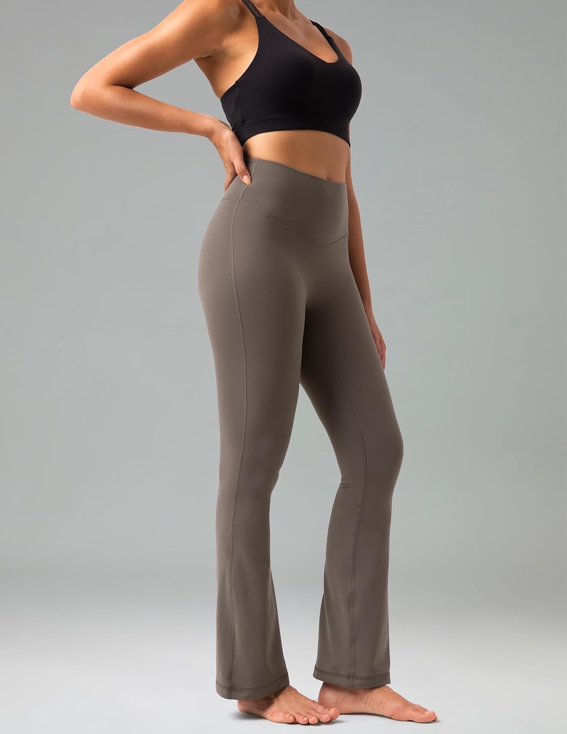 image:imageColorfulkoala No Front Seam Flare Leggings Dreamlux HighWaisted Workout Yoga Pants for Women 275 295 315 InseamMajor Brown