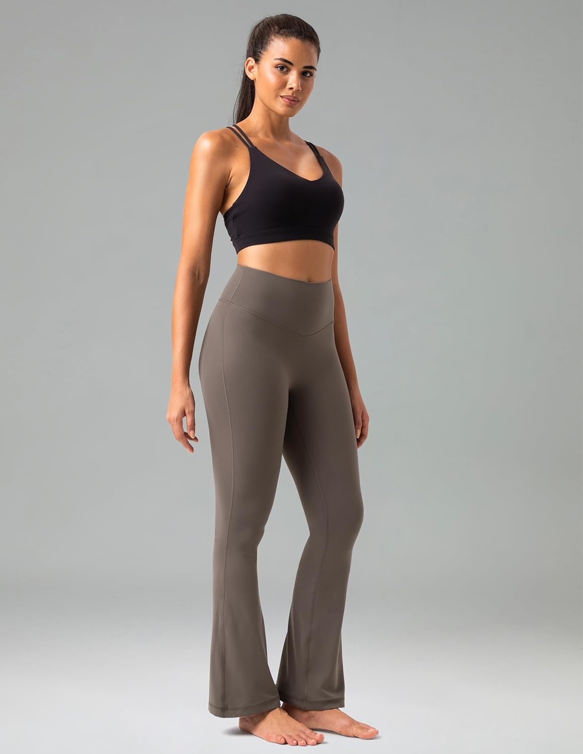 image:imageColorfulkoala No Front Seam Flare Leggings Dreamlux HighWaisted Workout Yoga Pants for Women 275 295 315 InseamMajor Brown