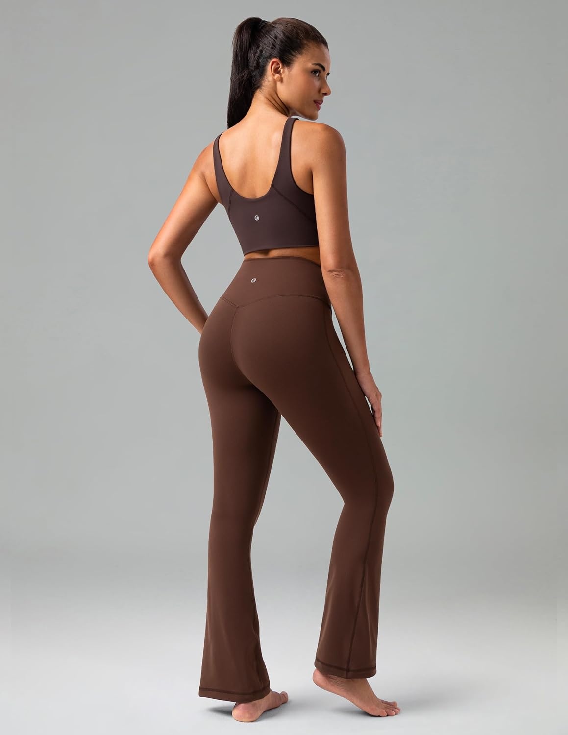image:imageColorfulkoala No Front Seam Flare Leggings Dreamlux HighWaisted Workout Yoga Pants for Women 275 295 315 InseamRoasted Chestnut