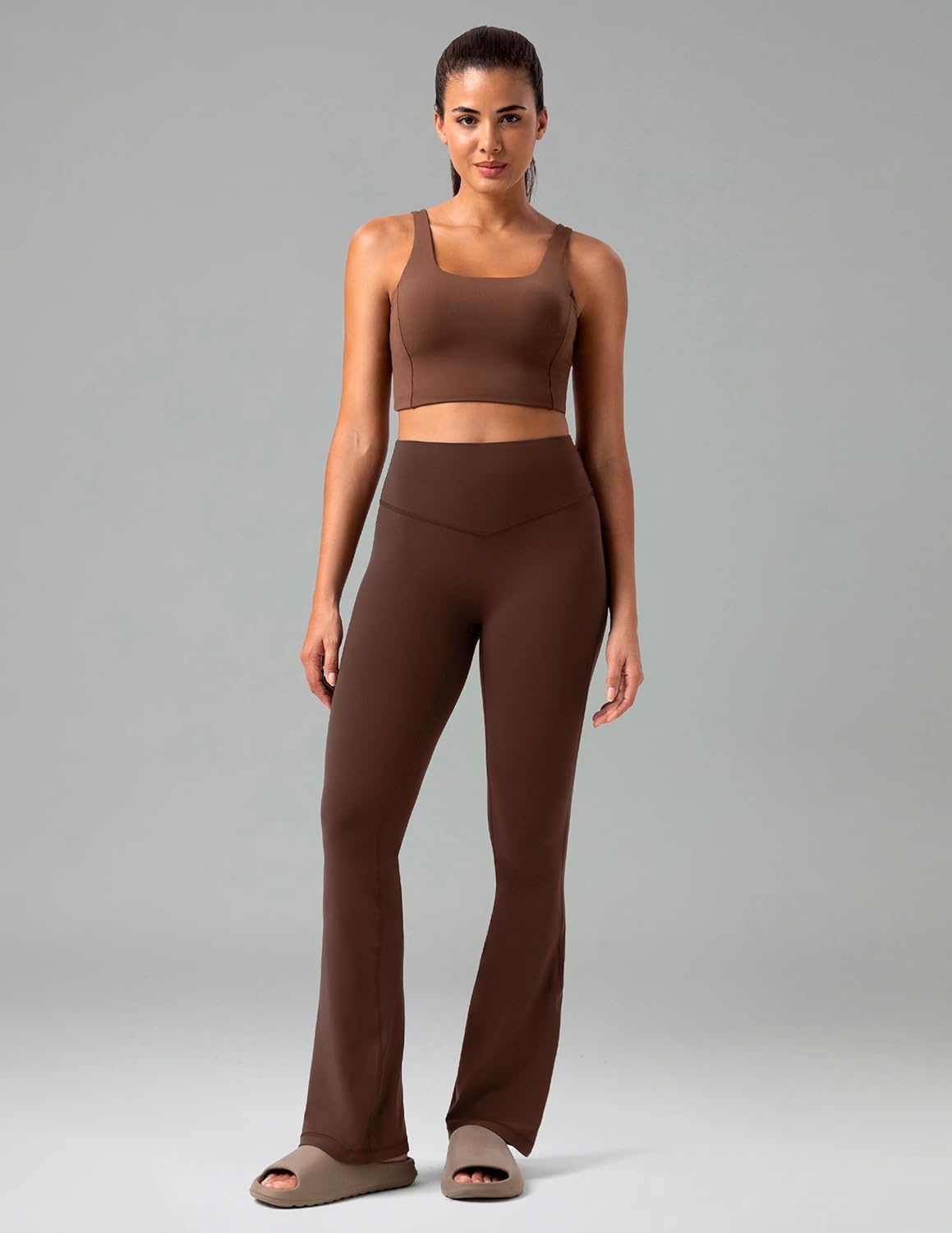 image:imageColorfulkoala No Front Seam Flare Leggings Dreamlux HighWaisted Workout Yoga Pants for Women 275 295 315 InseamRoasted Chestnut