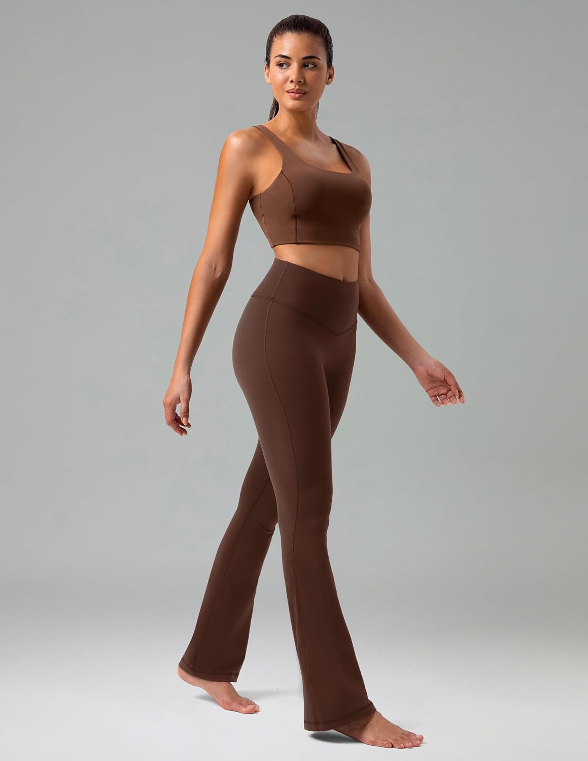 image:imageColorfulkoala No Front Seam Flare Leggings Dreamlux HighWaisted Workout Yoga Pants for Women 275 295 315 InseamRoasted Chestnut
