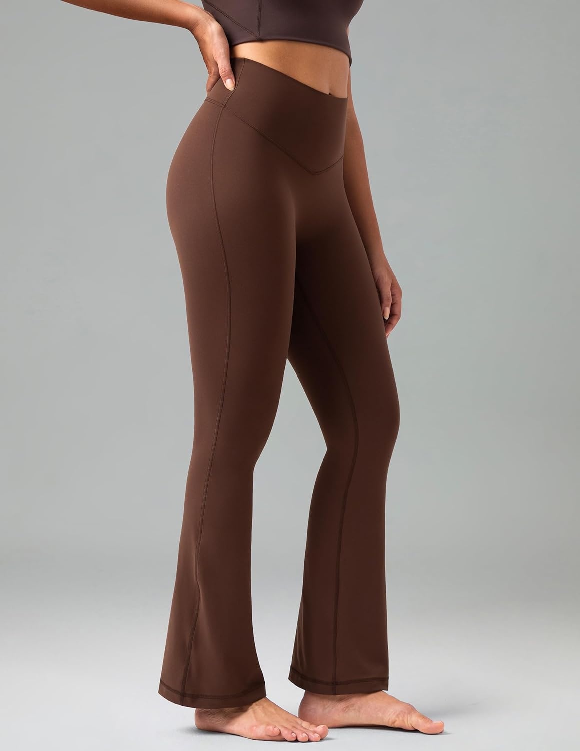 image:imageColorfulkoala No Front Seam Flare Leggings Dreamlux HighWaisted Workout Yoga Pants for Women 275 295 315 InseamRoasted Chestnut