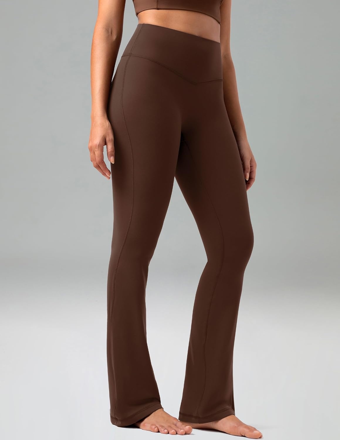 image:imageColorfulkoala No Front Seam Flare Leggings Dreamlux HighWaisted Workout Yoga Pants for Women 275 295 315 InseamRoasted Chestnut
