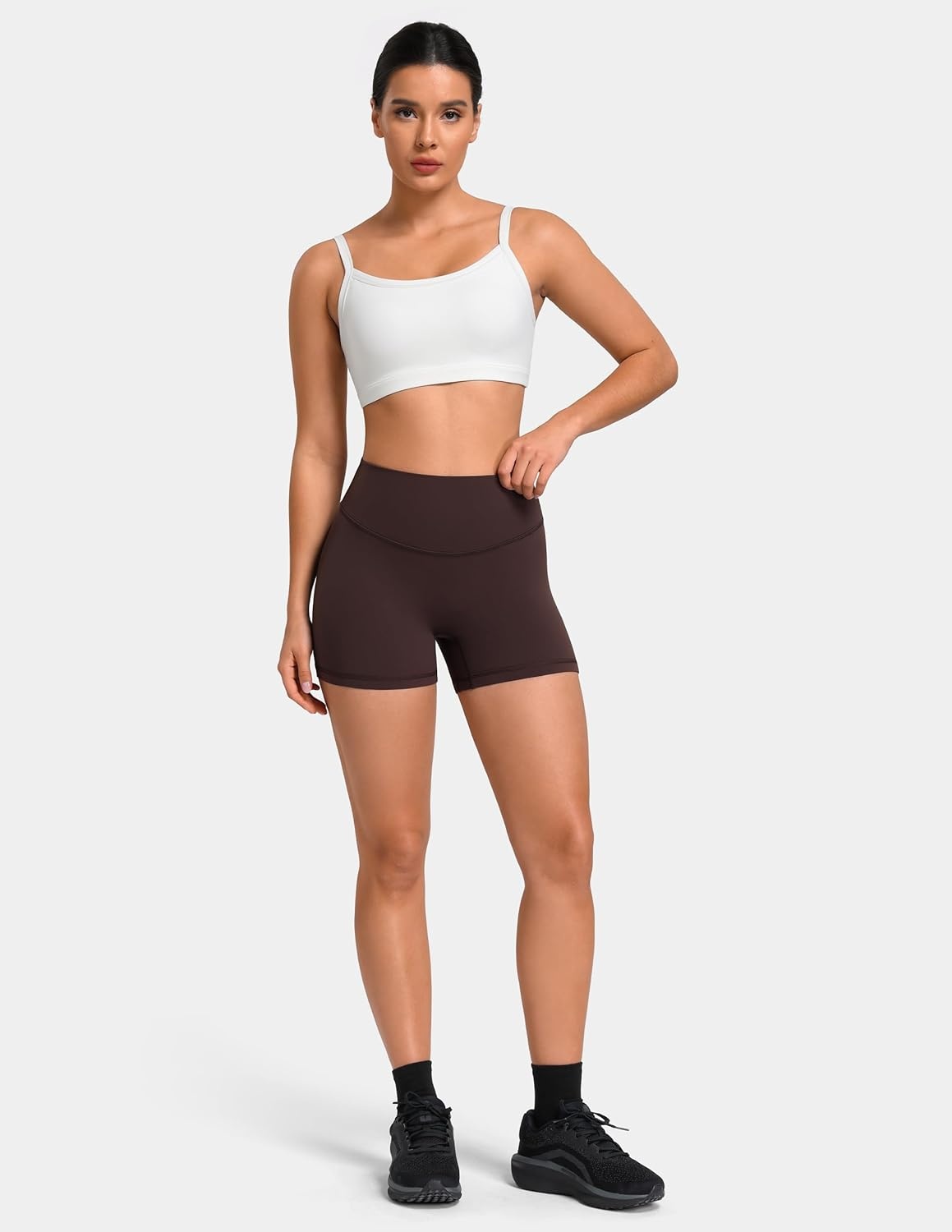 image:imageColorfulkoala Sculptiva ButtLifting Hidden Scrunch Workout Shorts for Women 4 No Front Seam HighWaisted Yoga ShortsEspresso
