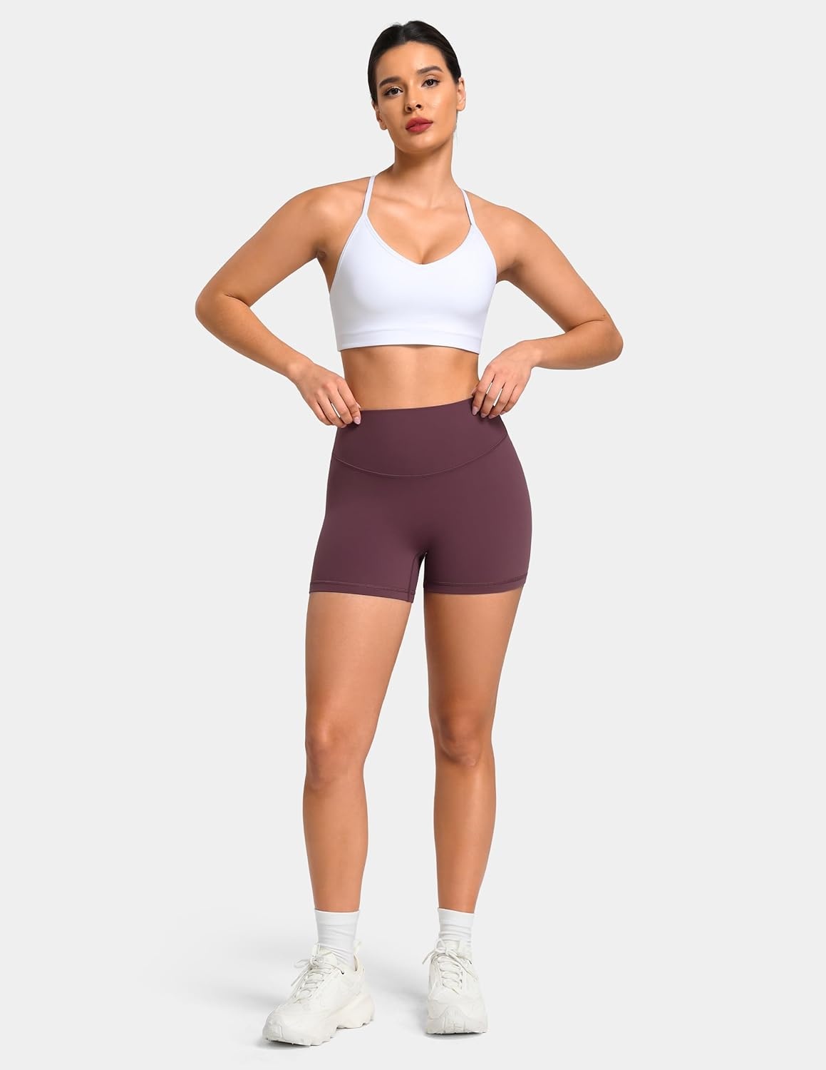 image:imageColorfulkoala Sculptiva ButtLifting Hidden Scrunch Workout Shorts for Women 4 No Front Seam HighWaisted Yoga ShortsPlum Red