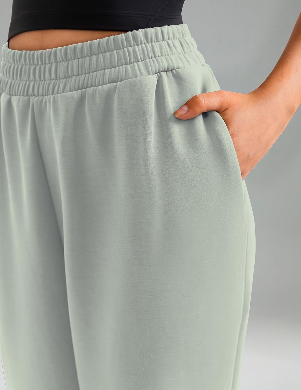 image:imageColorfulkoala Velvra Modal Fleece Lined Joggers for Women High Waisted Thermal Winter Sweatpants Pants with PocketsDesert Sage