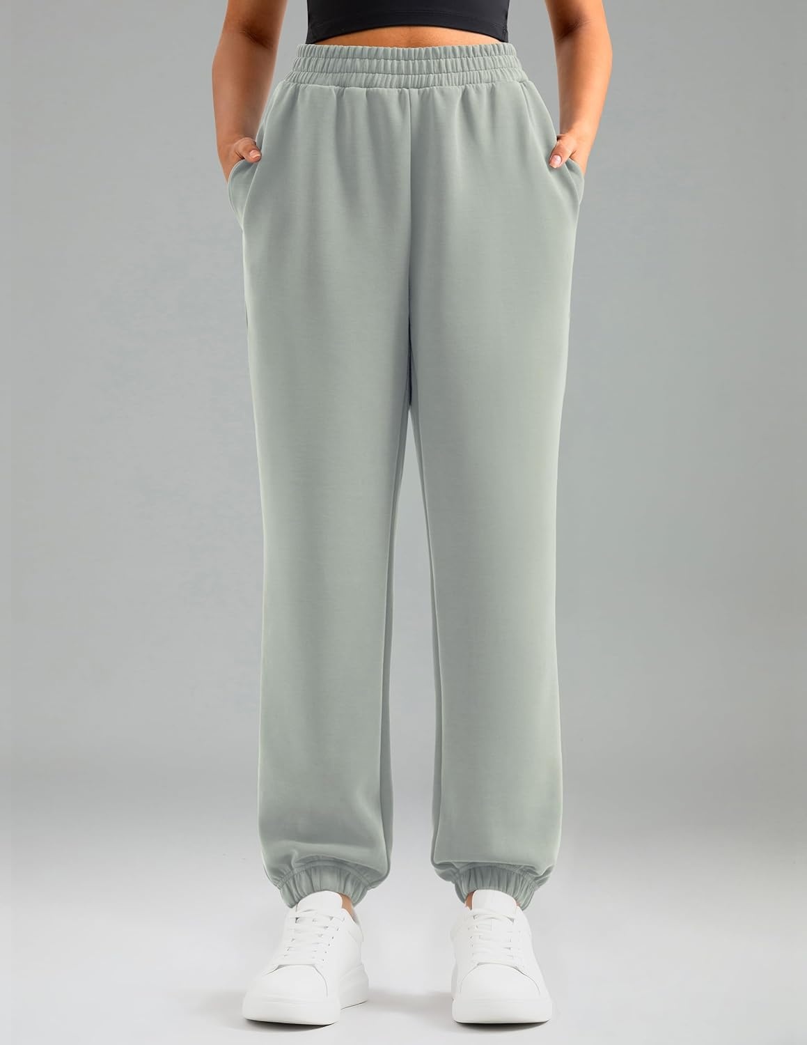 image:imageColorfulkoala Velvra Modal Fleece Lined Joggers for Women High Waisted Thermal Winter Sweatpants Pants with PocketsDesert Sage