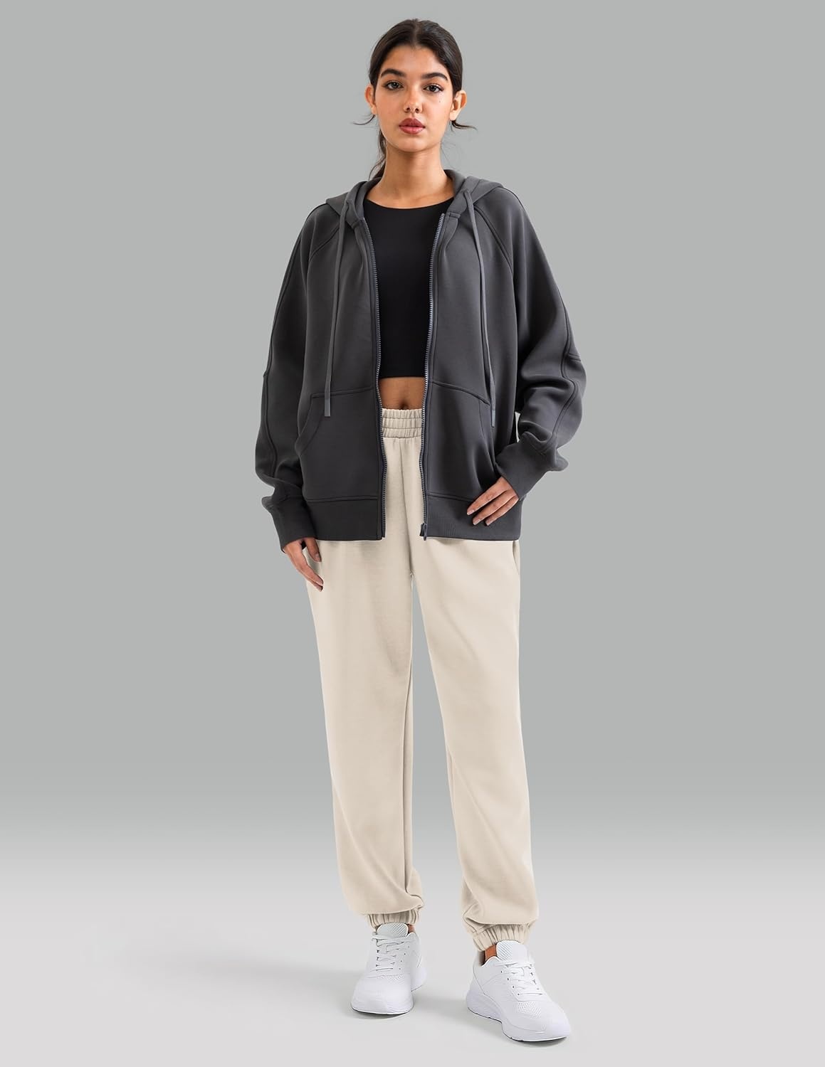 image:imageColorfulkoala Velvra Modal Fleece Lined Joggers for Women High Waisted Thermal Winter Sweatpants Pants with PocketsIvory