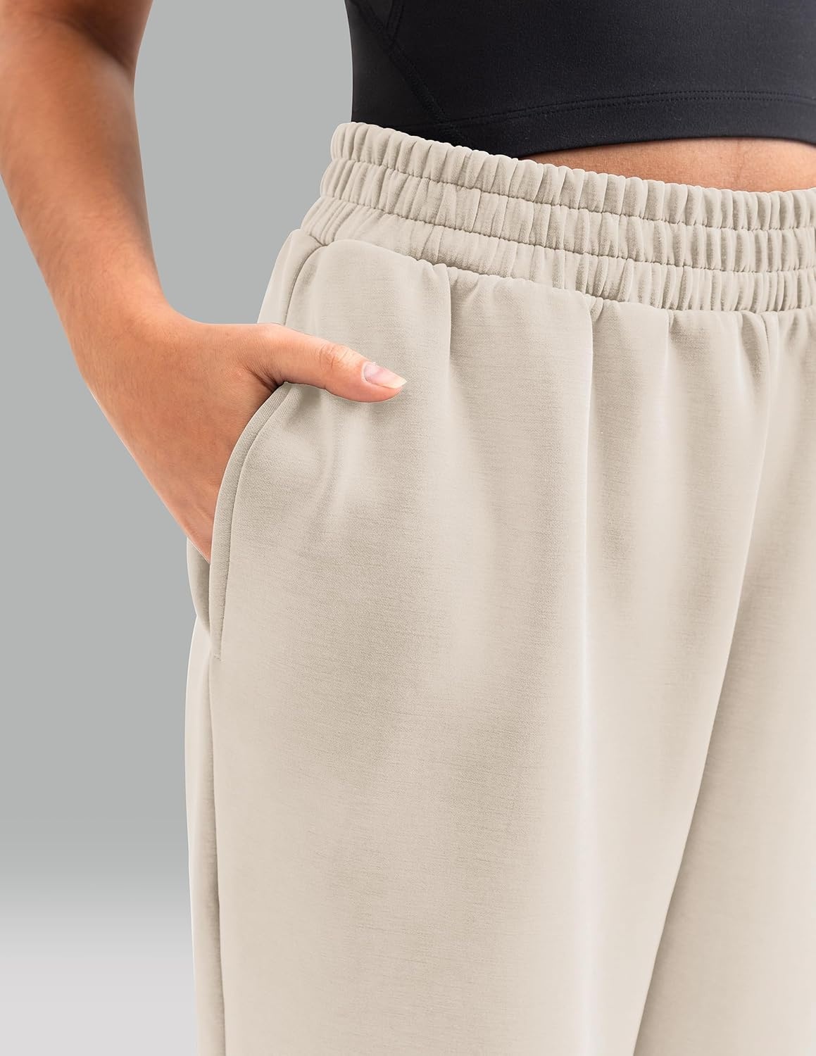 image:imageColorfulkoala Velvra Modal Fleece Lined Joggers for Women High Waisted Thermal Winter Sweatpants Pants with PocketsIvory