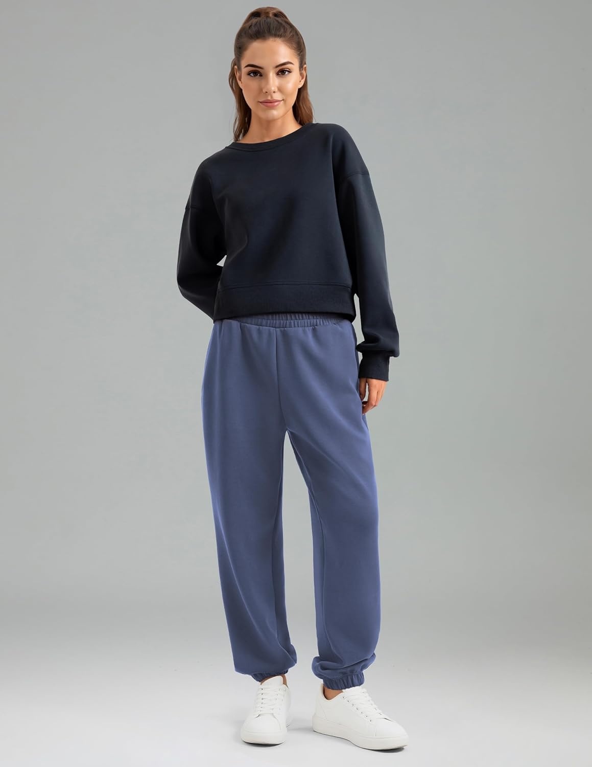 image:imageColorfulkoala Velvra Modal Fleece Lined Joggers for Women High Waisted Thermal Winter Sweatpants Pants with PocketsNiagara Blue